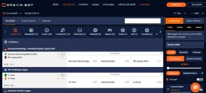laufende Sportereignisse mit Spielständen und laufenden Quoten bei Dreambet